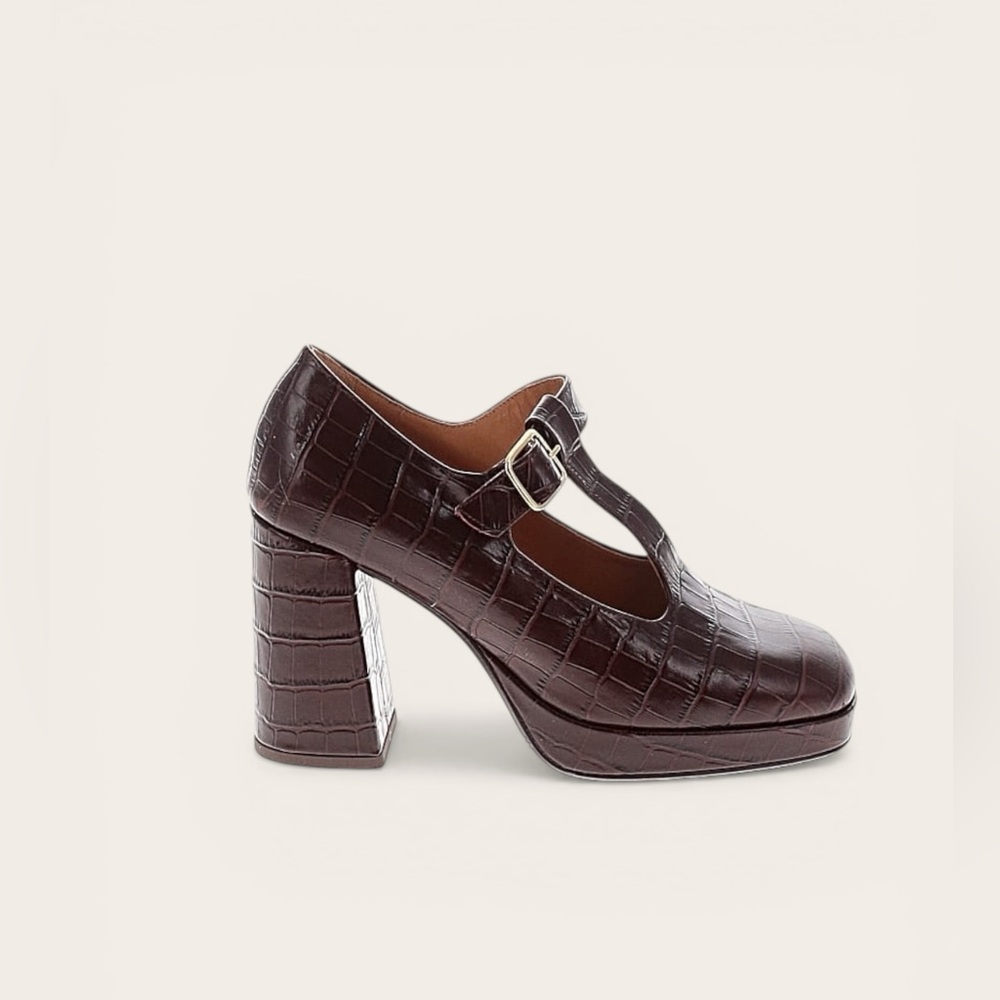 Sézane Monique High Mary Janes Brown Croco FR 39 / US 8 - Picture 7 of 10